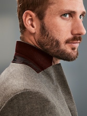 Taupe Brown Slim Signature Empire Mills 100% Wool Flannel Suit: Jacket - Image 5 of 8