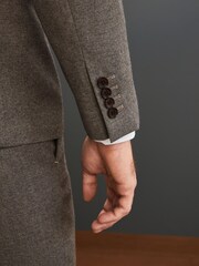 Taupe Brown Slim Signature Empire Mills 100% Wool Flannel Suit: Jacket - Image 6 of 8