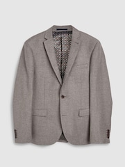 Taupe Brown Slim Signature Empire Mills 100% Wool Flannel Suit: Jacket - Image 8 of 8