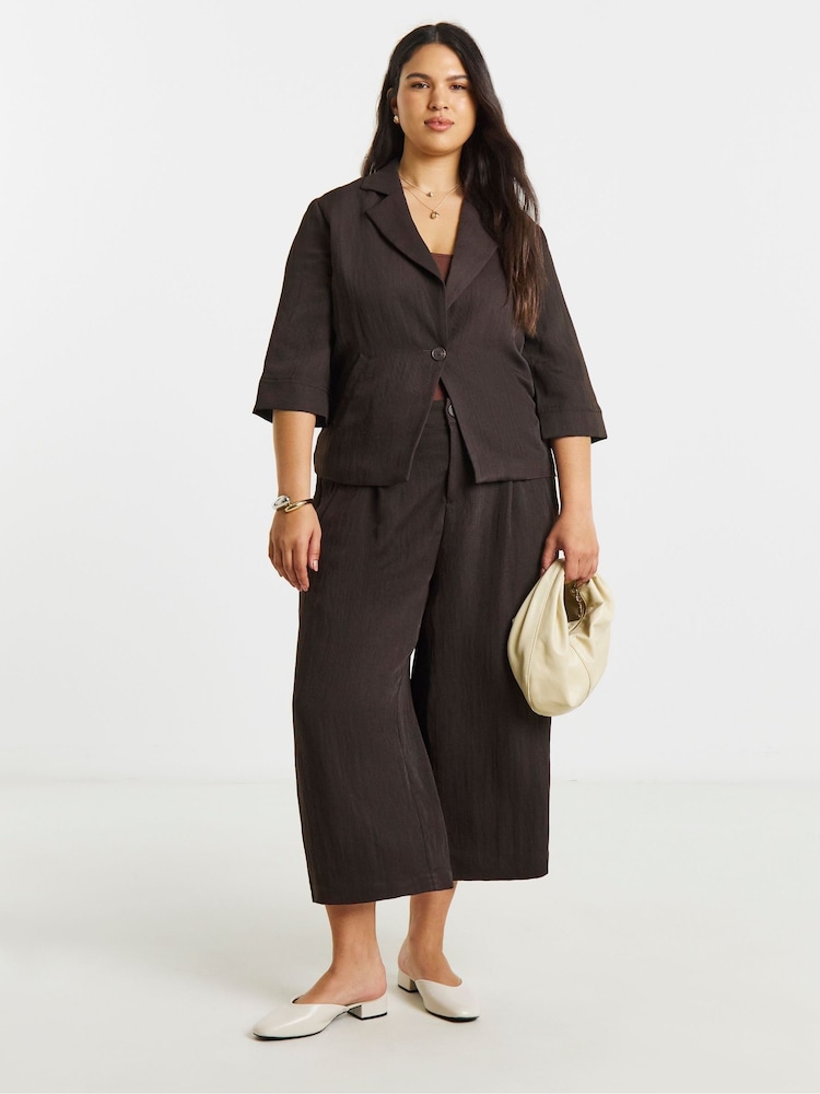 Simply Be Brown Soft Twill Angel Sleeve Chuck On Blazer - Image 1 of 4