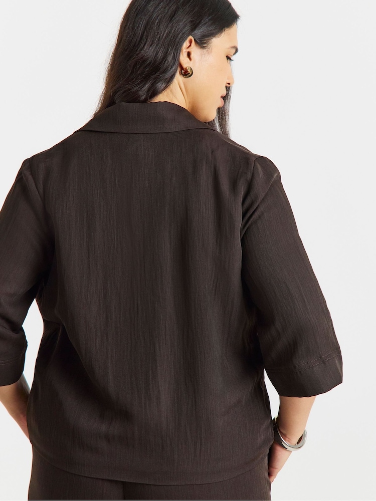 Simply Be Brown Soft Twill Angel Sleeve Chuck On Blazer - Image 2 of 4