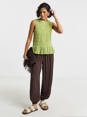Simply Be Green Shirred Green Top - Image 1 of 4