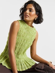 Simply Be Green Shirred Green Top - Image 3 of 4