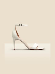 Sosandar White Croc Low Heel Barely There Sandals - Image 2 of 4