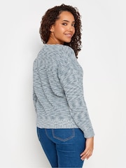 M&Co Blue & Cream Twisted Yarn Crew Neck Jumper - Image 2 of 4