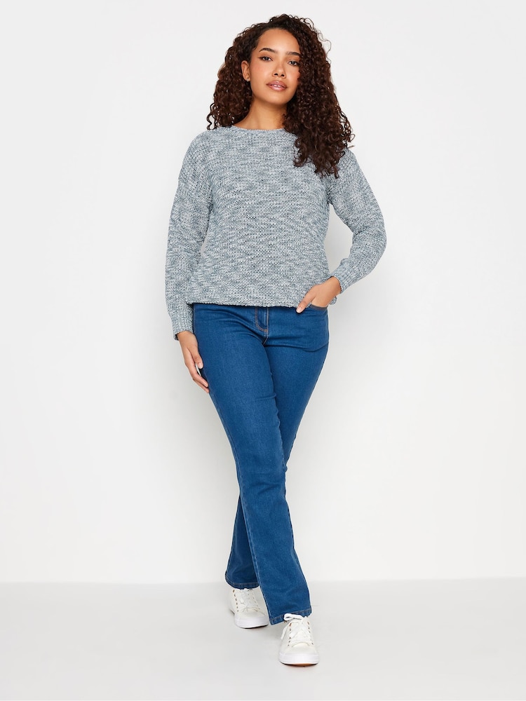 M&Co Blue & Cream Twisted Yarn Crew Neck Jumper - Image 3 of 4