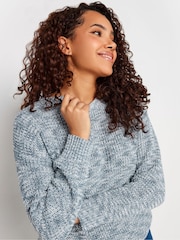 M&Co Blue & Cream Twisted Yarn Crew Neck Jumper - Image 4 of 4