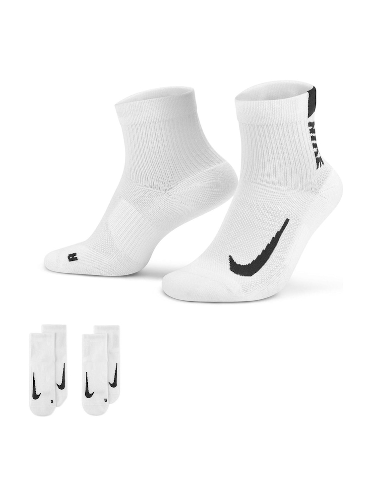 Nike White Multiplier Running Ankle Socks 2 Pack - Image 1 of 4