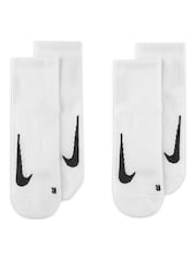 Nike White Multiplier Running Ankle Socks 2 Pack - Image 2 of 4