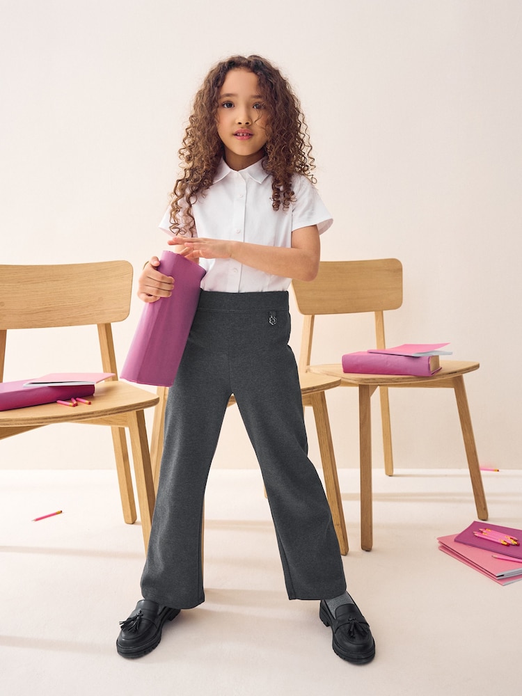 Charcoal Grey Regular Length Pull-On Cotton Rich Stretch Boot Cut School Trousers (3-16yrs) - Image 1 of 7