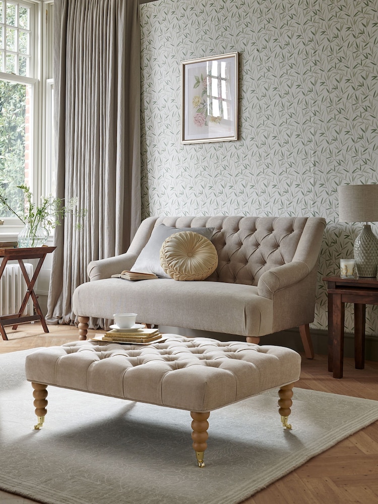 Laura Ashley Baron Chenille Hazelnut Ropsley Footstool - Image 1 of 6