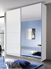 Rauch White Courtney Glass and Mirror Sliding Semi 1.8m Sliding Fitted Wardrobe - Image 1 of 4