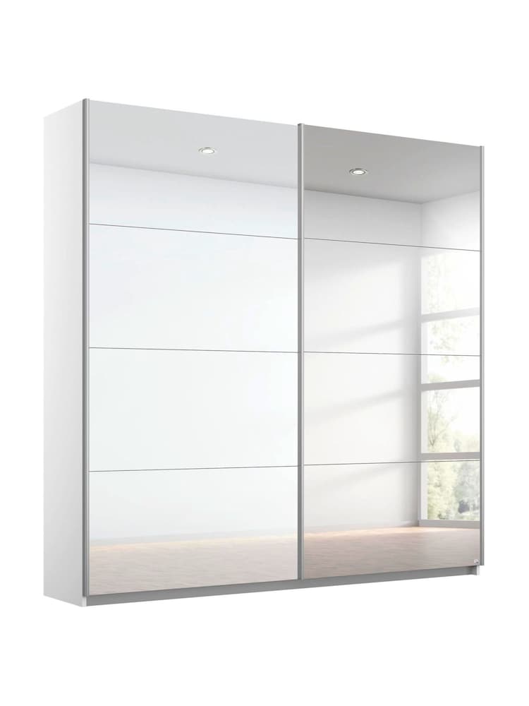 Rauch White Courtney Glass and Mirror Sliding Semi 1.8m Sliding Fitted Wardrobe - Image 2 of 4