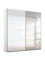 Rauch White Courtney Glass and Mirror Sliding Semi 1.8m Sliding Fitted Wardrobe - Image 3 of 4