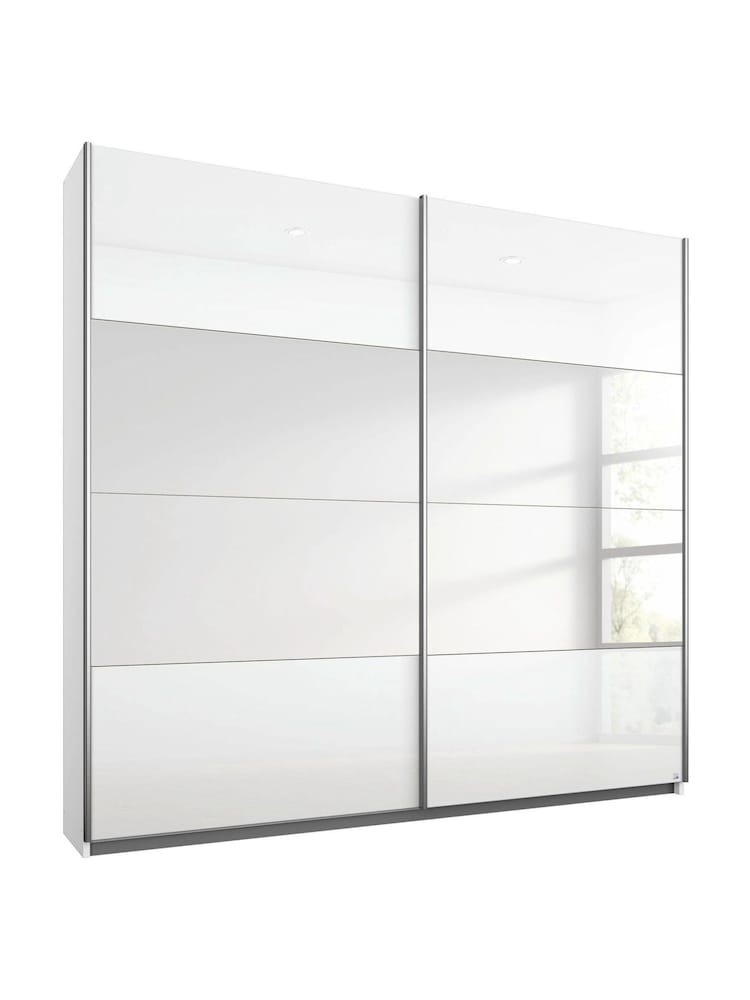 Rauch White Courtney Glass and Mirror Sliding Semi 1.8m Sliding Fitted Wardrobe - Image 4 of 4