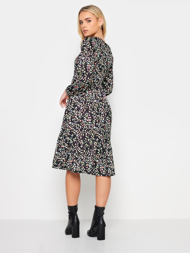 PixieGirl Petite Multi Tiered Long Sleeve Midi Dress - Image 2 of 5
