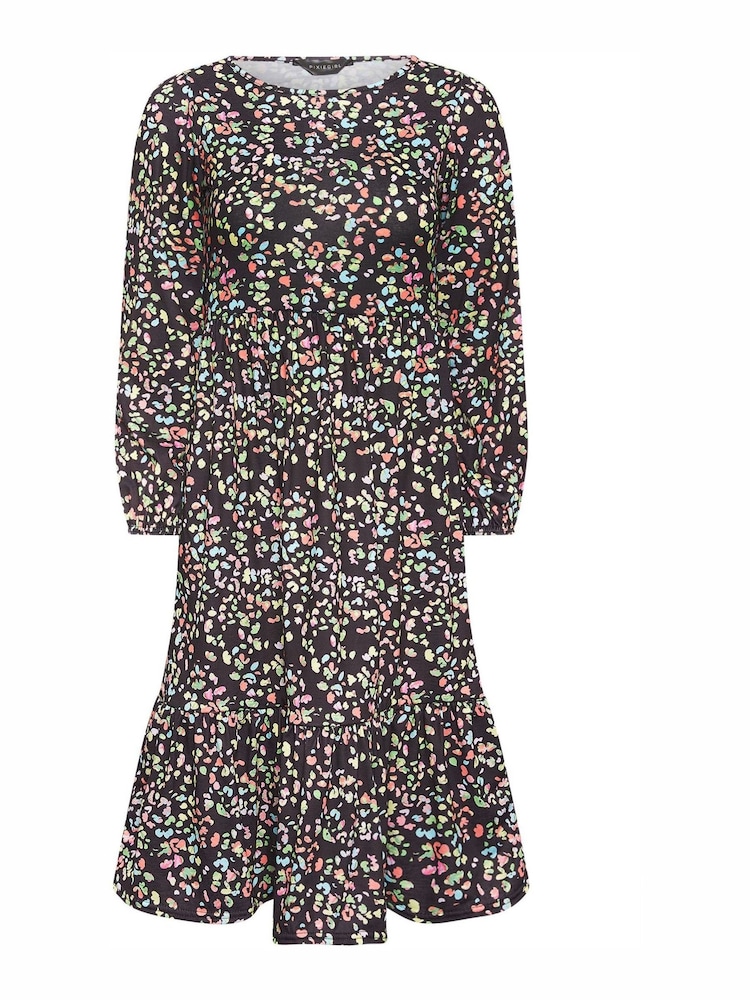 PixieGirl Petite Multi Tiered Long Sleeve Midi Dress - Image 5 of 5