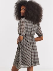 Simply Be Black Check Button Through Skater Dress - Image 2 of 4