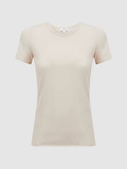 Reiss Ivory Sandy Fitted Cotton Crew Neck T-Shirt - Image 2 of 5
