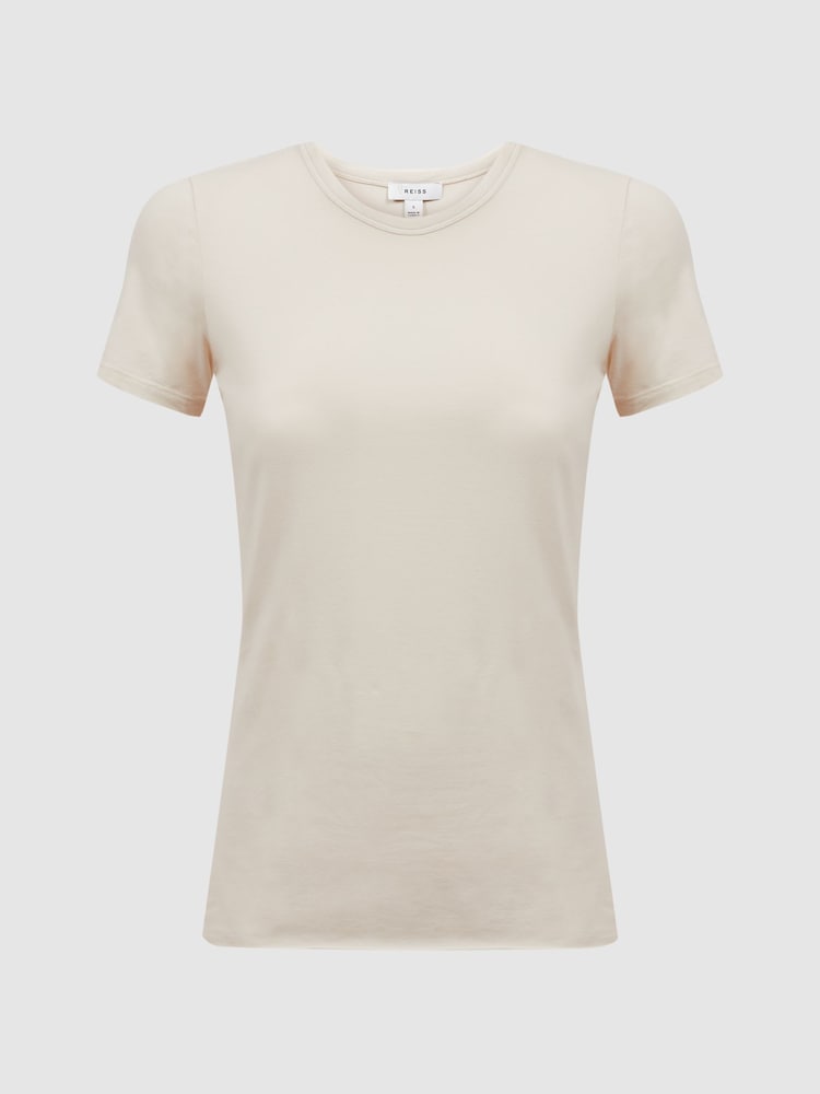 Reiss Ivory Sandy Fitted Cotton Crew Neck T-Shirt - Image 2 of 5
