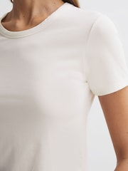 Reiss Ivory Sandy Fitted Cotton Crew Neck T-Shirt - Image 3 of 5