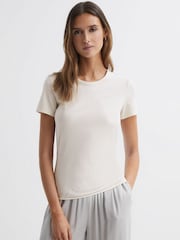 Reiss Ivory Sandy Fitted Cotton Crew Neck T-Shirt - Image 4 of 5