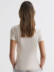 Reiss Ivory Sandy Fitted Cotton Crew Neck T-Shirt - Image 5 of 5