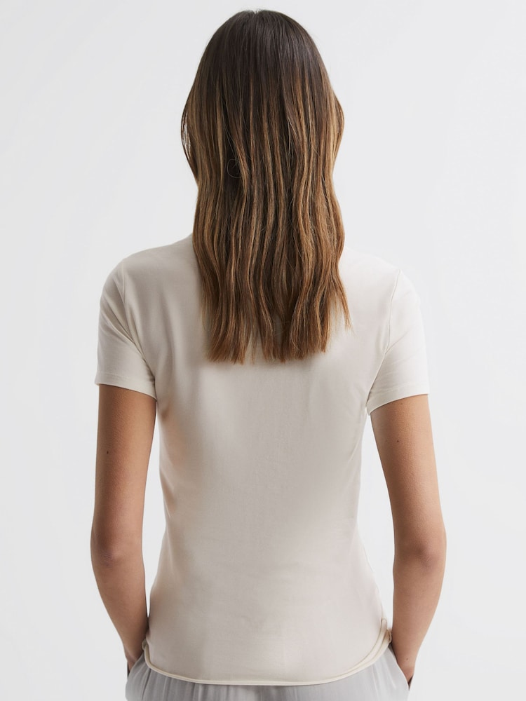 Reiss Ivory Sandy Fitted Cotton Crew Neck T-Shirt - Image 5 of 5