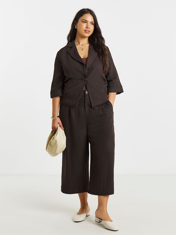Simply Be Brown Soft Twill Culottes - Image 1 of 4