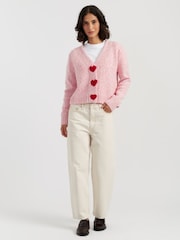 Chinti & Parker Pink Melange Merino Heart Cardigan - Image 2 of 3
