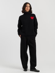 Chinti & Parker Black Melange Merino Heart Rollneck Sweater - Image 1 of 4