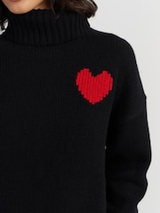 Chinti & Parker Black Melange Merino Heart Rollneck Sweater - Image 4 of 4