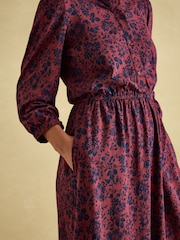 Joules Hazel Red and Navy Jersey Shirt Dress - Image 3 of 6