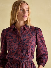 Joules Hazel Red and Navy Jersey Shirt Dress - Image 4 of 6