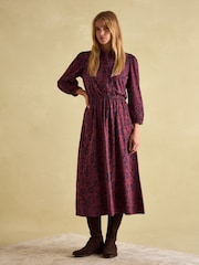 Joules Hazel Red and Navy Jersey Shirt Dress - Image 5 of 6