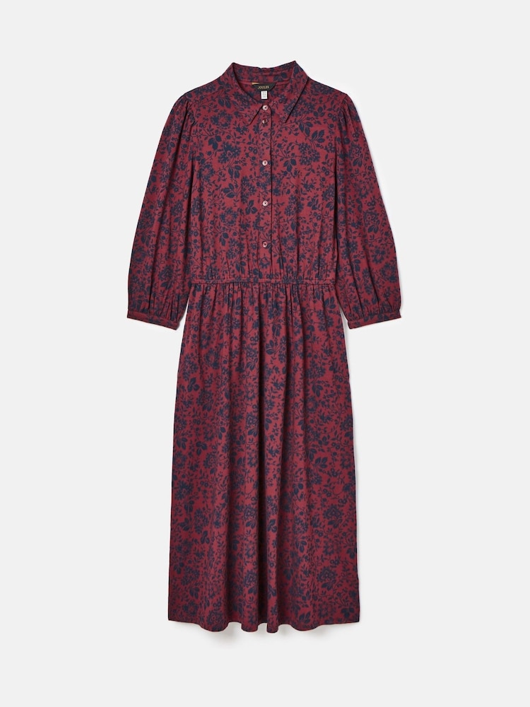 Joules Hazel Red and Navy Jersey Shirt Dress - Image 6 of 6