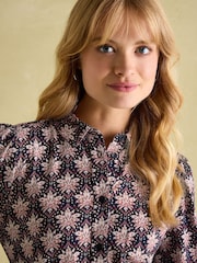 Joules Hazel Navy and Pink Jersey Shirt Dress - Image 4 of 6