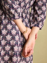 Joules Hazel Navy and Pink Jersey Shirt Dress - Image 5 of 6