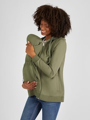 JoJo Maman Bébé Khaki Green Animal Print 3-in-1 Hoodie with Baby Carrier Panel - Image 1 of 5