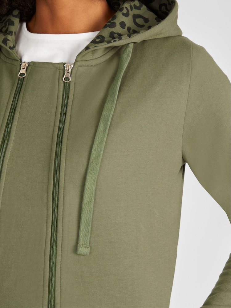 JoJo Maman Bébé Khaki Green Animal Print 3-in-1 Hoodie with Baby Carrier Panel - Image 5 of 5