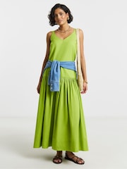 Simply Be Green Cotton Drop Waist Dress - Image 1 of 4