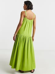 Simply Be Green Cotton Drop Waist Dress - Image 2 of 4