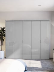 Wiemann Peyton Grey Glass Semi Fitted 5 Door Wardrobe - Image 1 of 4