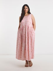 Simply Be Midi-Schürzenkleid, gestreift - Bild 1 von 4