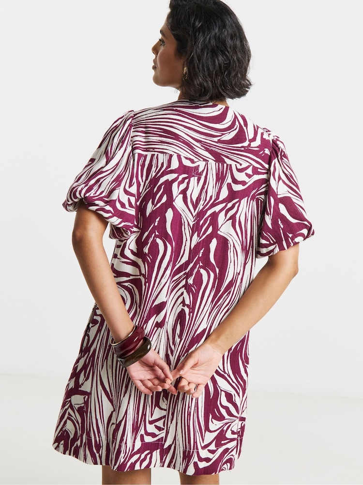 Simply Be Black Printed Linen Button Up Shift Dress - Image 2 of 4 Simply Be Black Printed Linen Button Up Shift Dress - Image 2 of 4