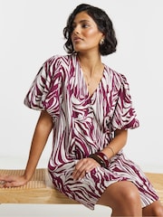 Simply Be Black Printed Linen Button Up Shift Dress - Image 3 of 4