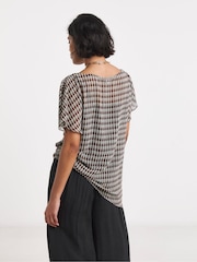 Simply Be Blue Check Chiffon Draped Top - Image 2 of 4