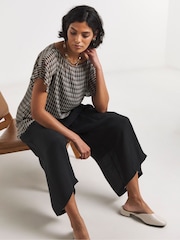 Simply Be Blue Check Chiffon Draped Top - Image 3 of 4
