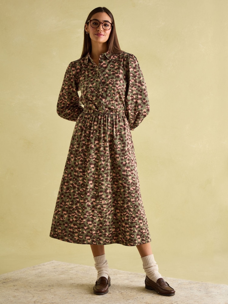 Joules Hazel Khaki Green Jersey Shirt Dress - Image 1 of 8 Joules Hazel Khaki Green Jersey Shirt Dress - Image 1 of 8