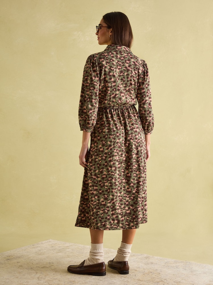 Joules Hazel Khaki Green Jersey Shirt Dress - Image 2 of 8 Joules Hazel Khaki Green Jersey Shirt Dress - Image 2 of 8